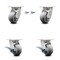 Service Caster 4 Inch Kingpinless Thermoplastic Rubber Wheel Caster Swivel Locks 2 Brakes, 2PK SCC-KP30S420-TPRRD-BSL-2-SLB-2 - alternate 1